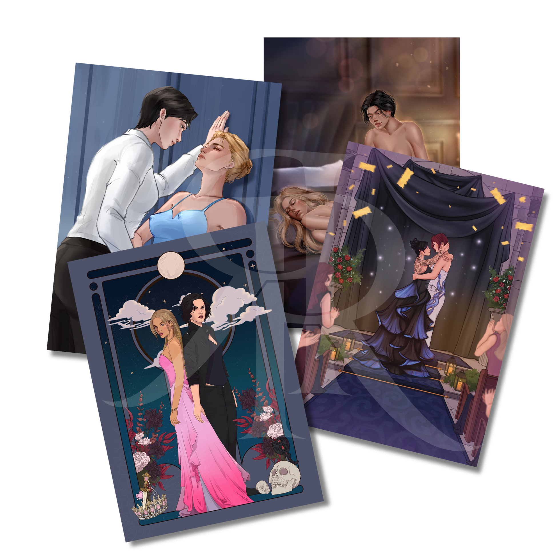 A Game of Vows and Vendettas Art Pack — Ruby Roe sapphic vampire romance character art prints